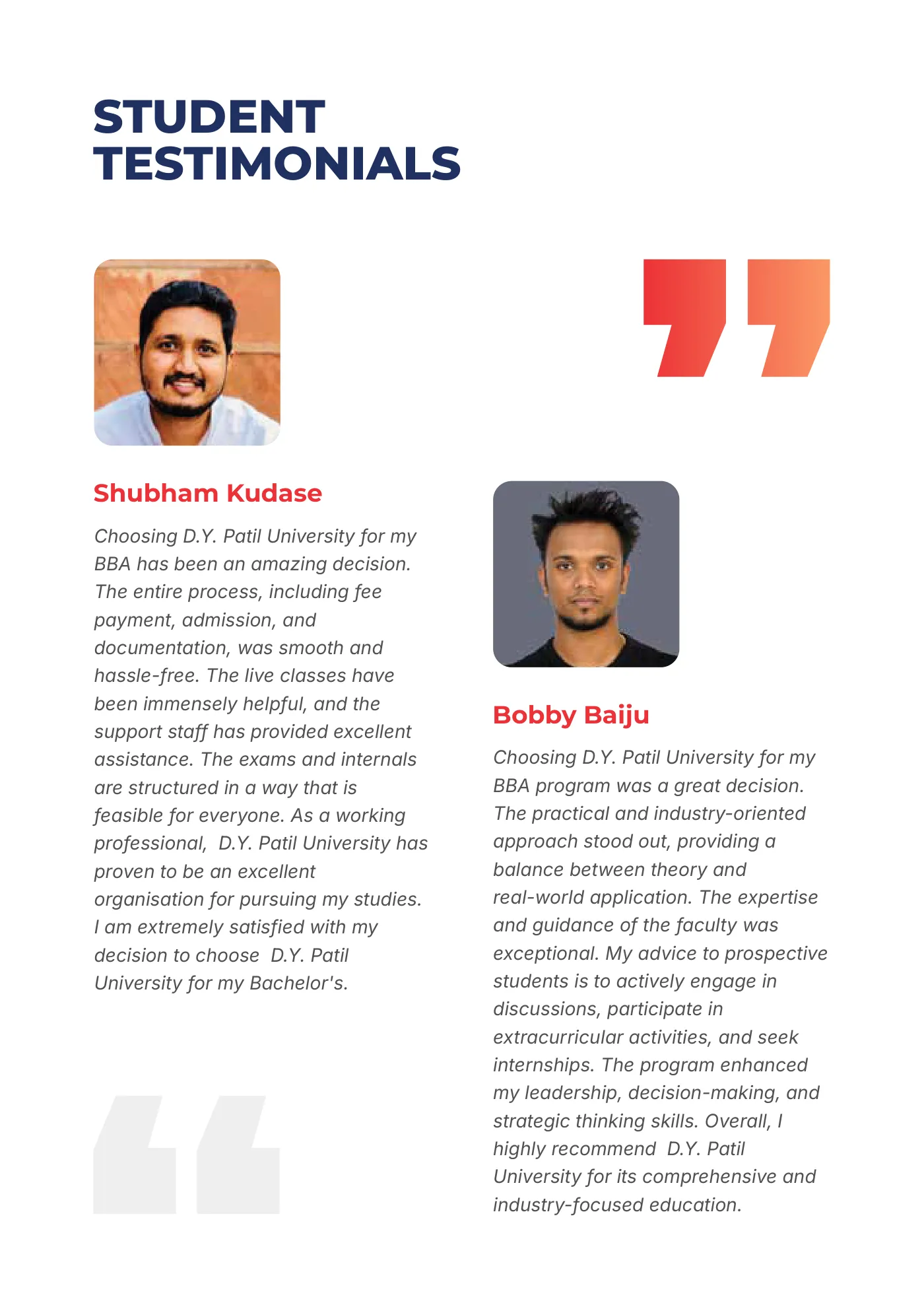 D. Y. Patil University, Navi Mumbai — course brochure, page 12. Open the PDF for full-size reading.