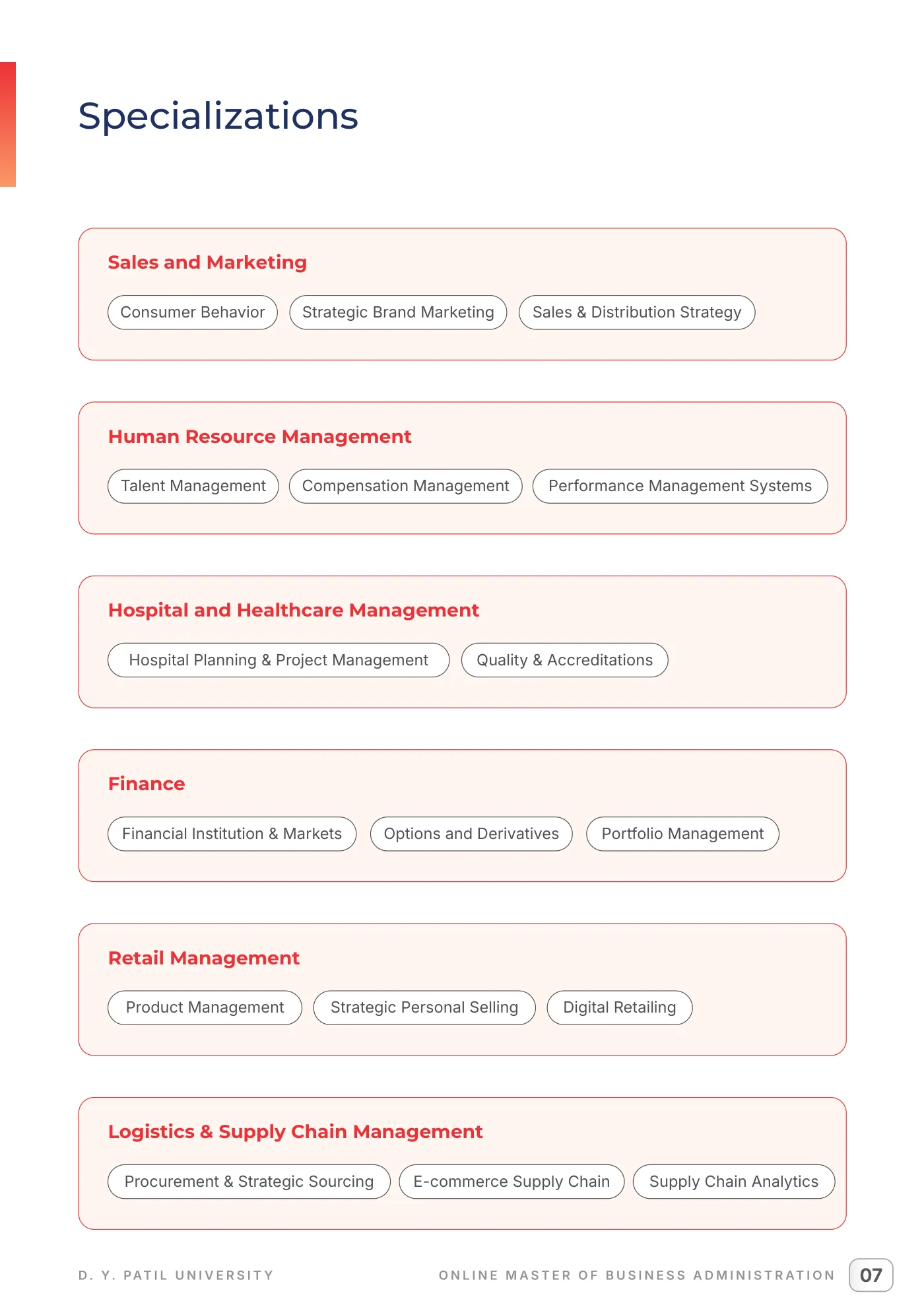 D. Y. Patil University, Navi Mumbai — course brochure, page 16. Open the PDF for full-size reading.