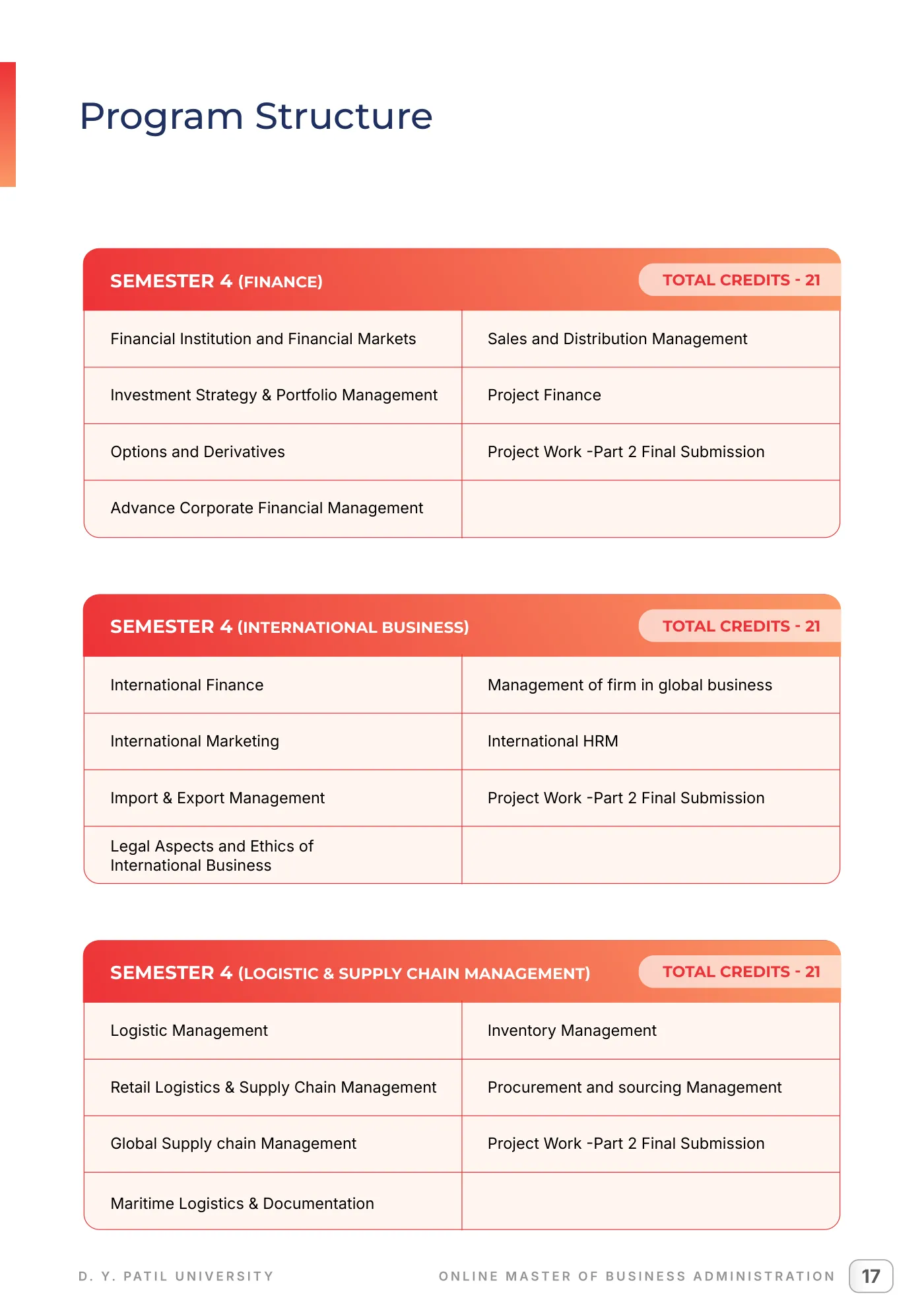 D. Y. Patil University, Navi Mumbai — course brochure, page 26. Open the PDF for full-size reading.