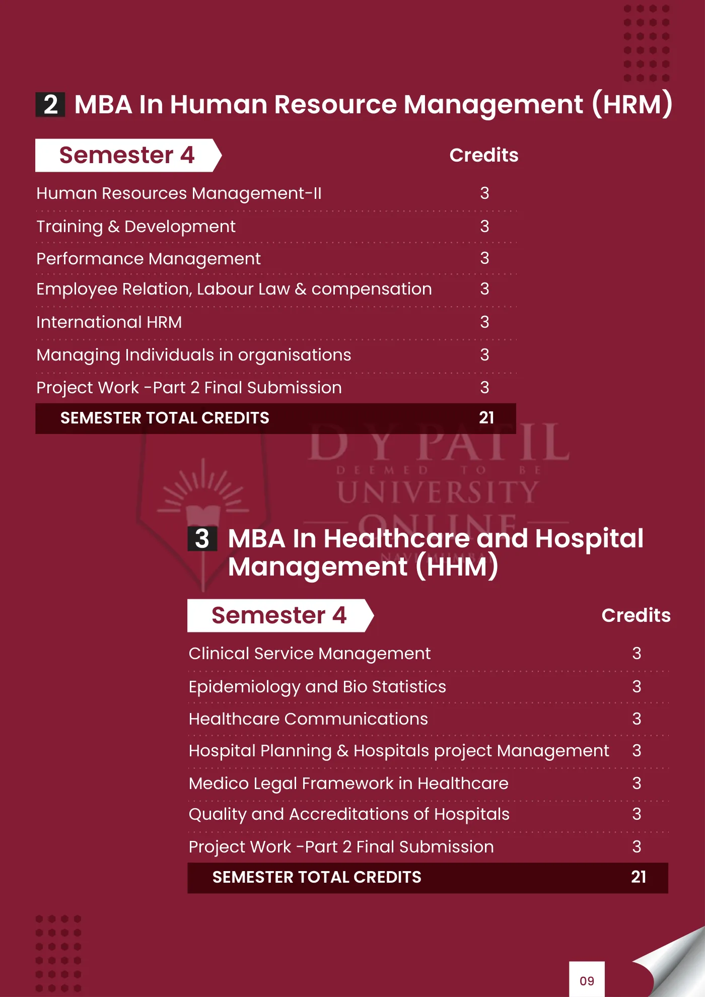 D. Y. Patil University, Navi Mumbai — course brochure, page 35. Open the PDF for full-size reading.