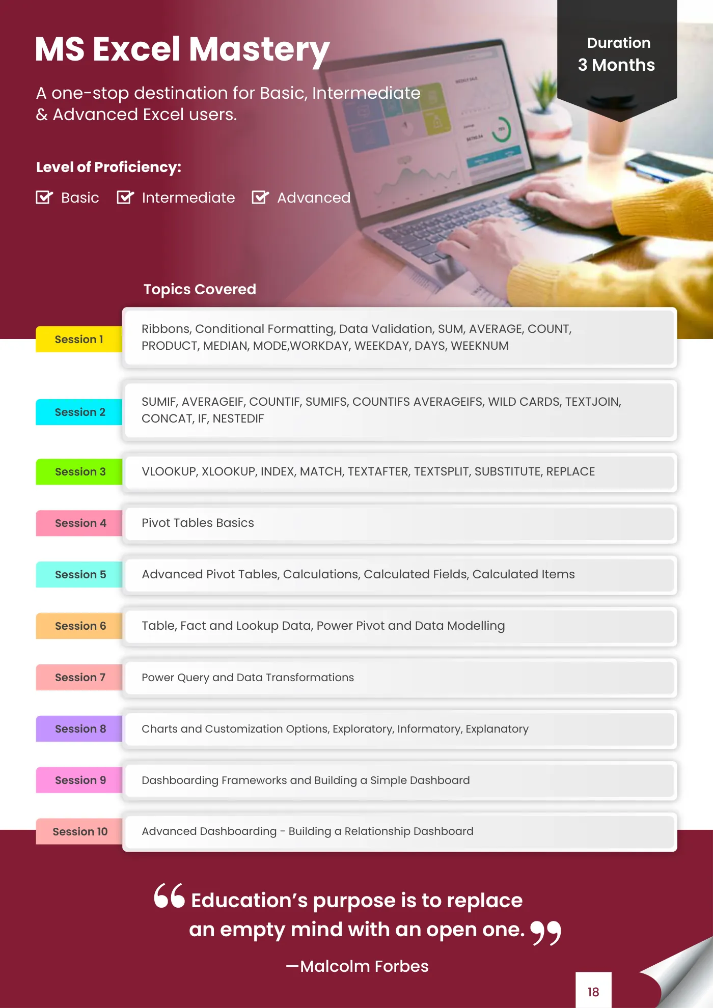D. Y. Patil University, Navi Mumbai — course brochure, page 44. Open the PDF for full-size reading.
