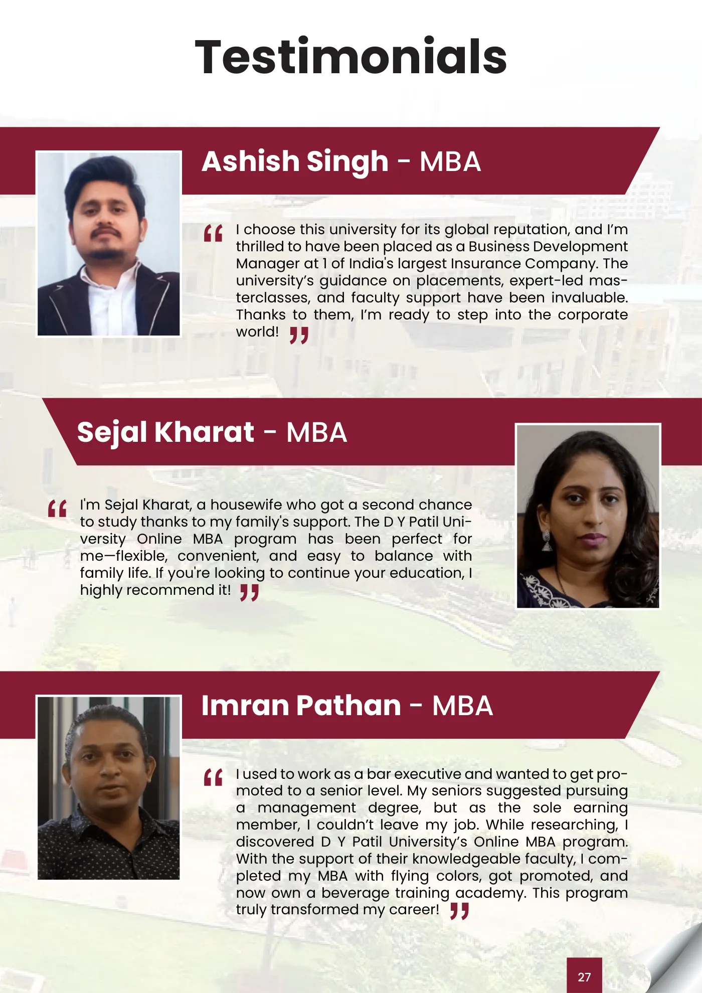 D. Y. Patil University, Navi Mumbai — course brochure, page 53. Open the PDF for full-size reading.