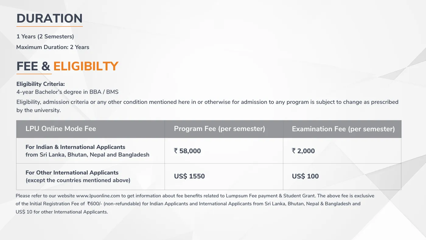 Lovely Professional University — course brochure, page 100. Open the PDF for full-size reading.