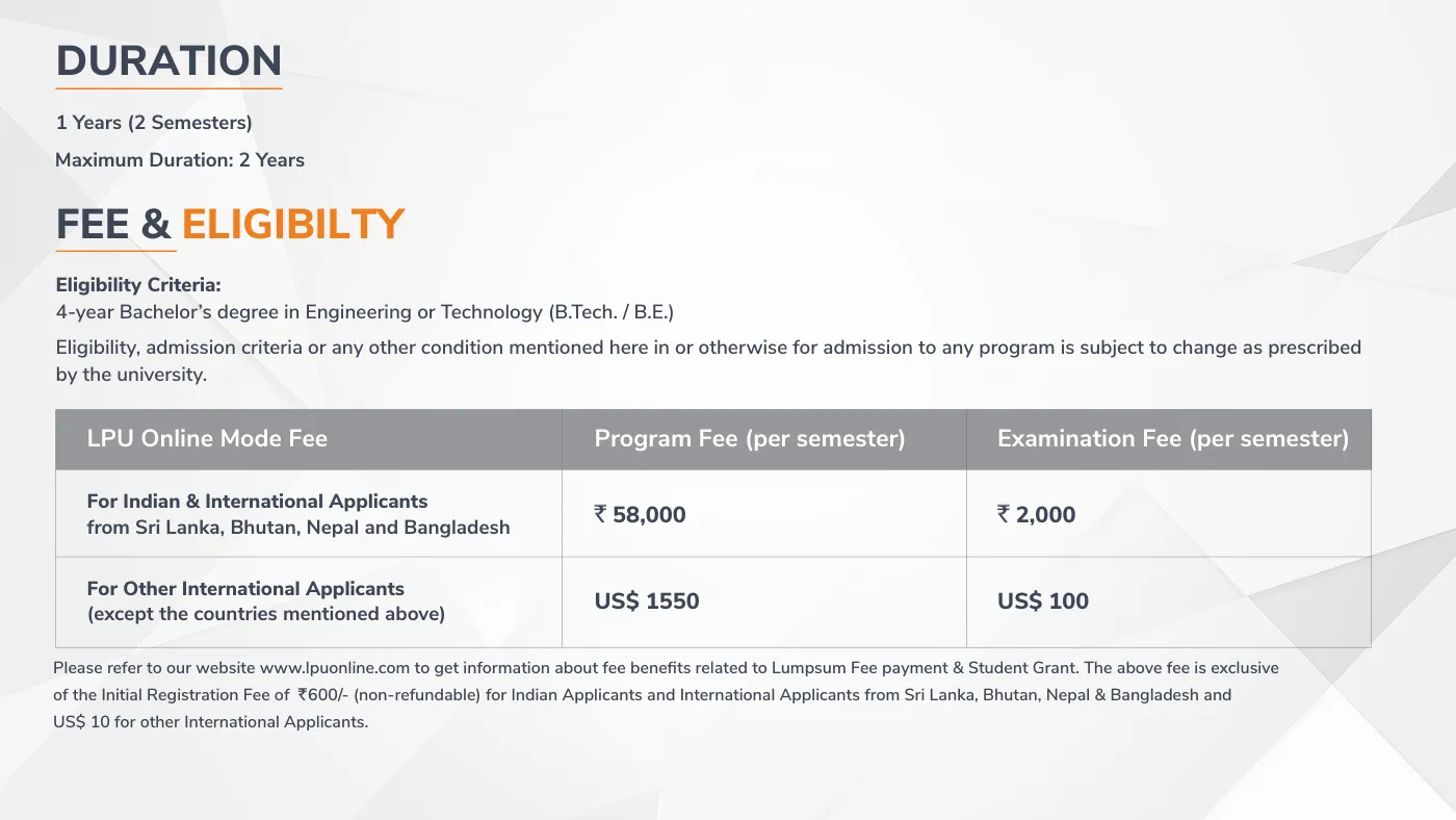 Lovely Professional University — course brochure, page 58. Open the PDF for full-size reading.