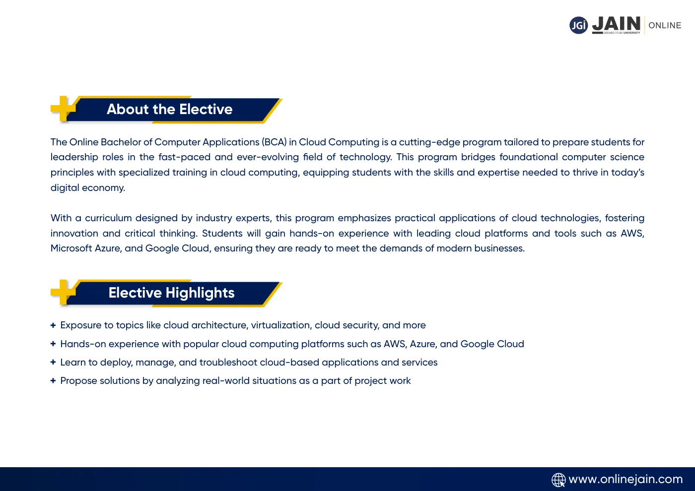Jain University — complete course brochure, page 12. Open the PDF for full-size reading.