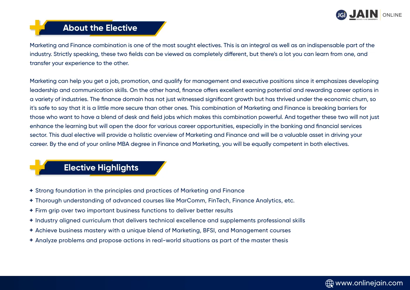 Jain University — complete course brochure, page 129. Open the PDF for full-size reading.