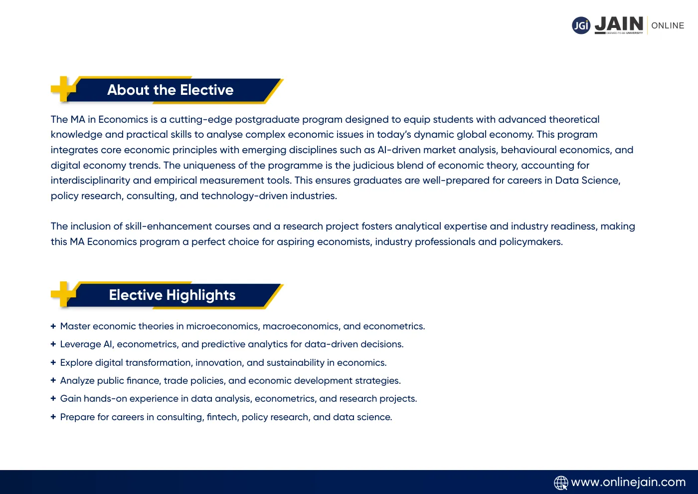 Jain University — complete course brochure, page 145. Open the PDF for full-size reading.