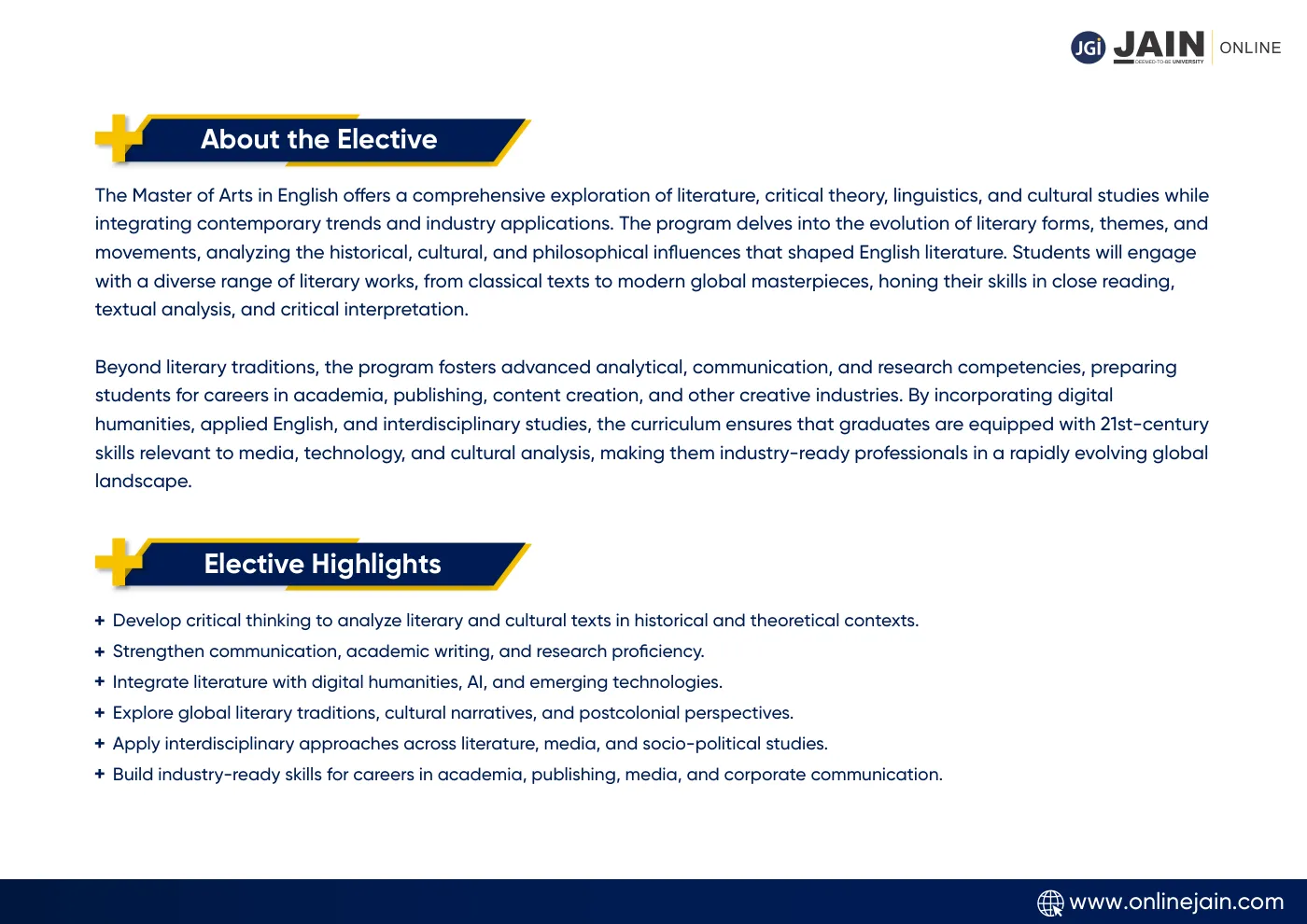 Jain University — complete course brochure, page 148. Open the PDF for full-size reading.