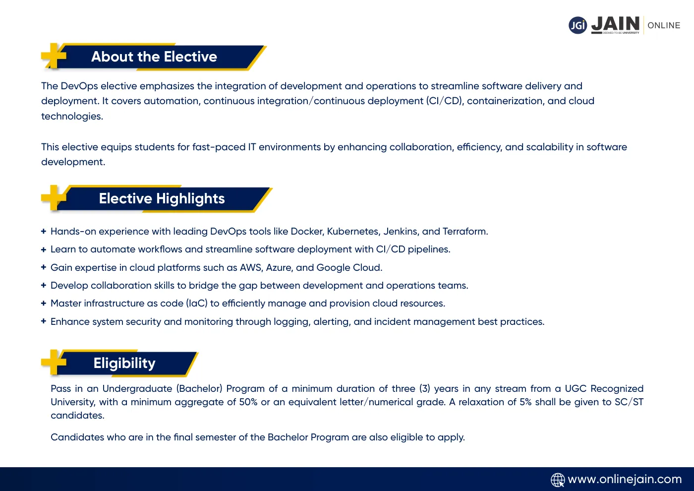 Jain University — complete course brochure, page 42. Open the PDF for full-size reading.