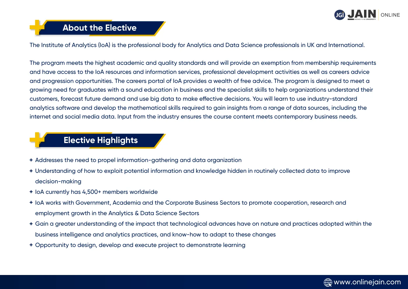 Jain University — complete course brochure, page 45. Open the PDF for full-size reading.