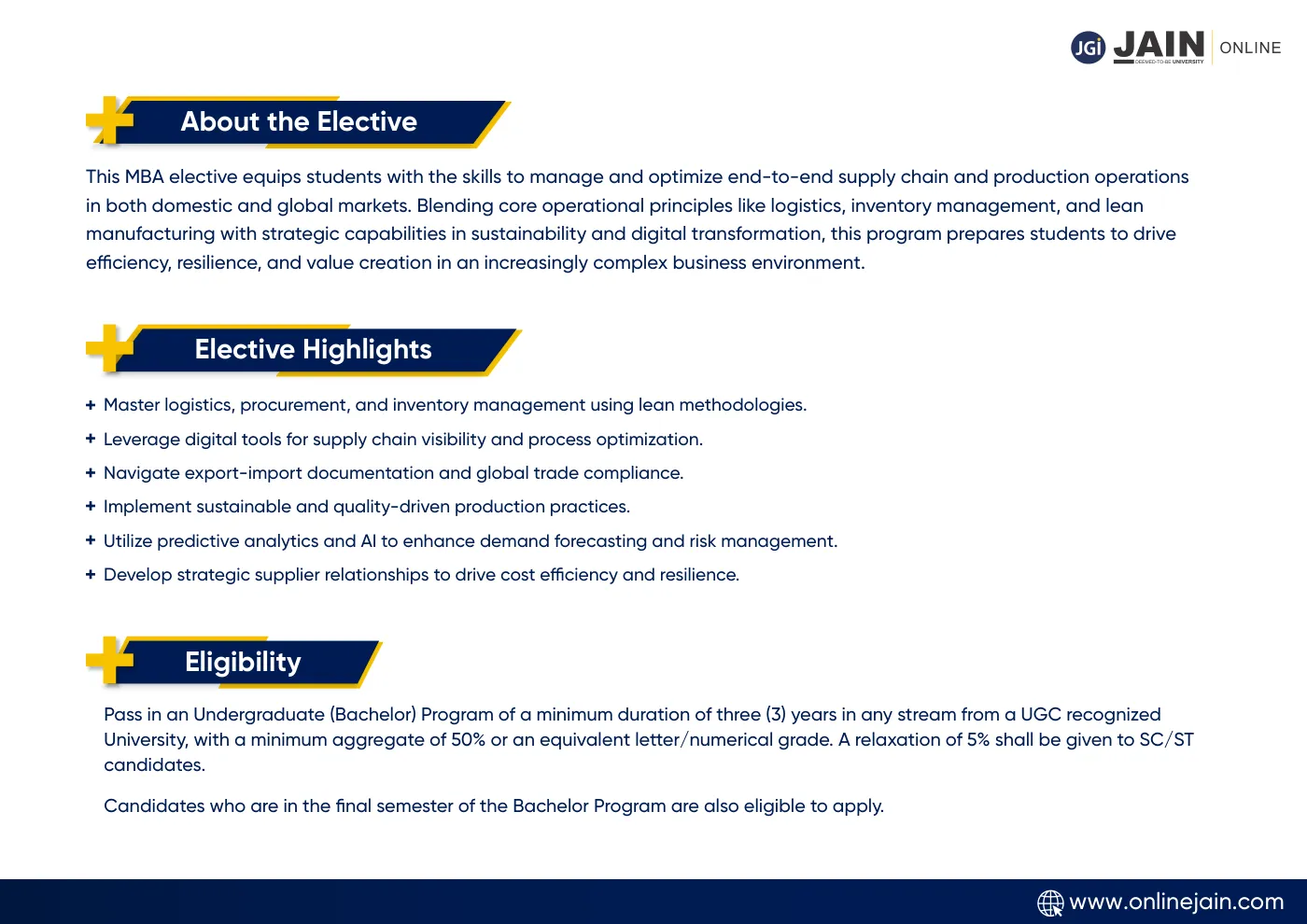 Jain University — complete course brochure, page 54. Open the PDF for full-size reading.