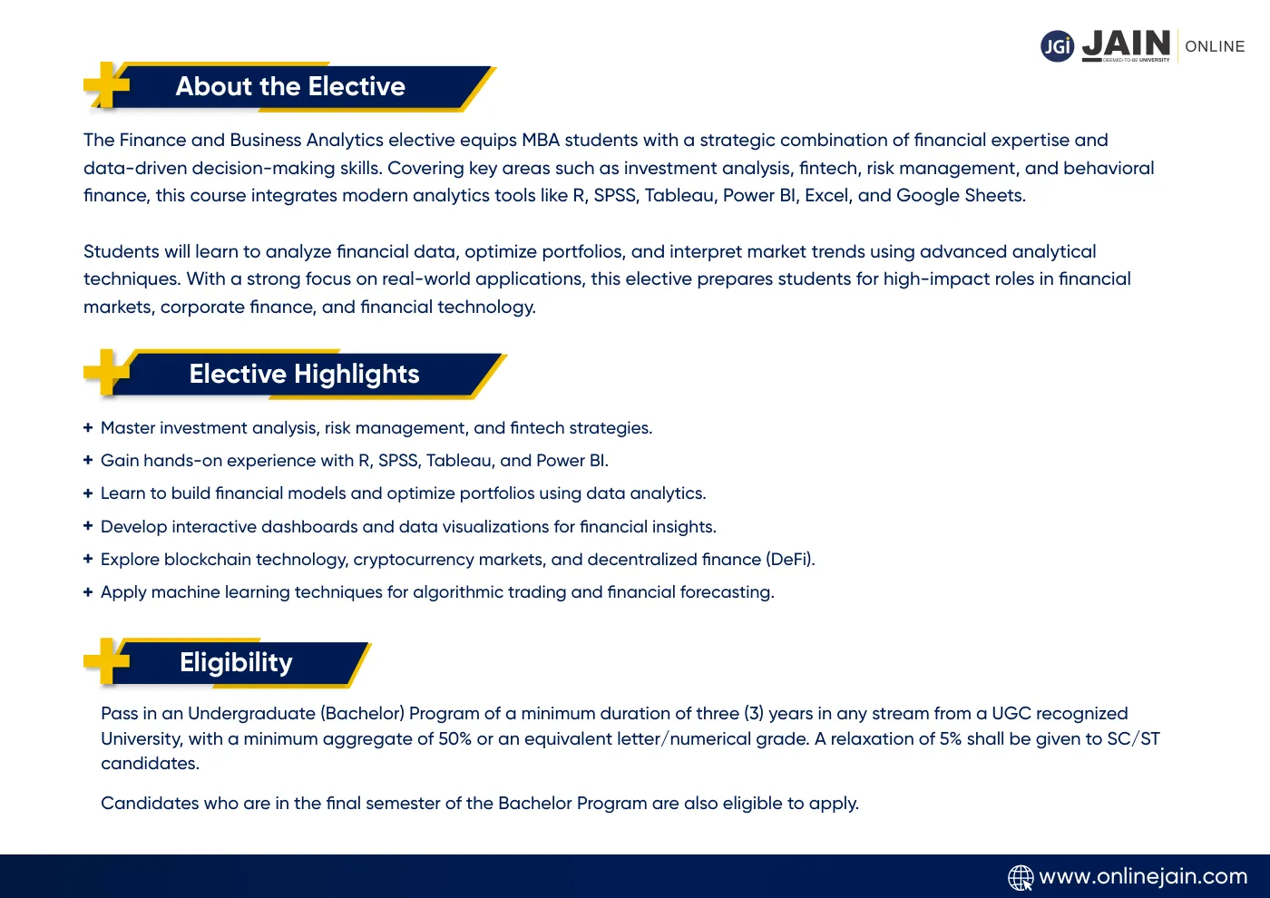 Jain University — complete course brochure, page 66. Open the PDF for full-size reading.