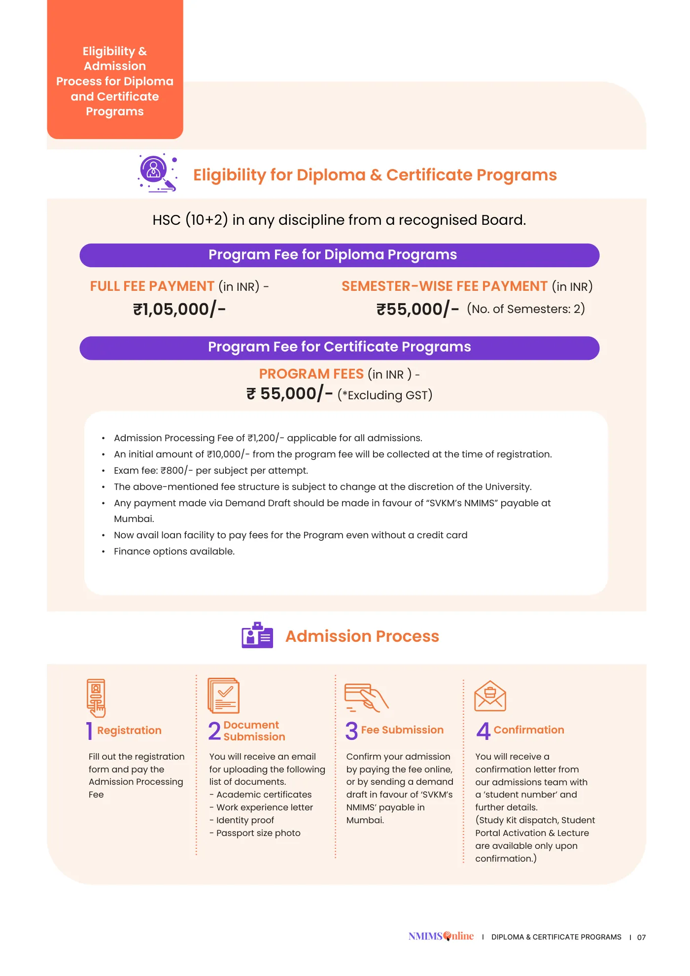 NMIMS — course brochure, page 17. Open the PDF for full-size reading.