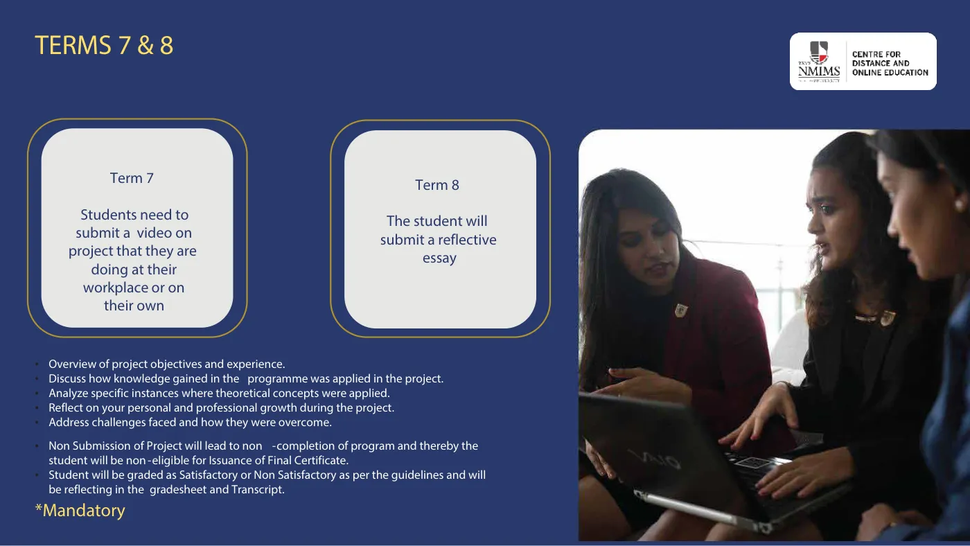 NMIMS — course brochure, page 43. Open the PDF for full-size reading.