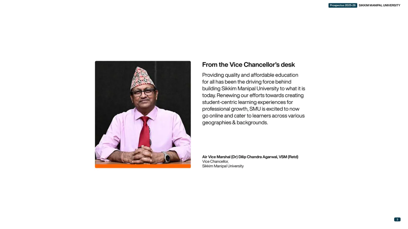 Sikkim Manipal University — course brochure, page 4. Open the PDF for full-size reading.