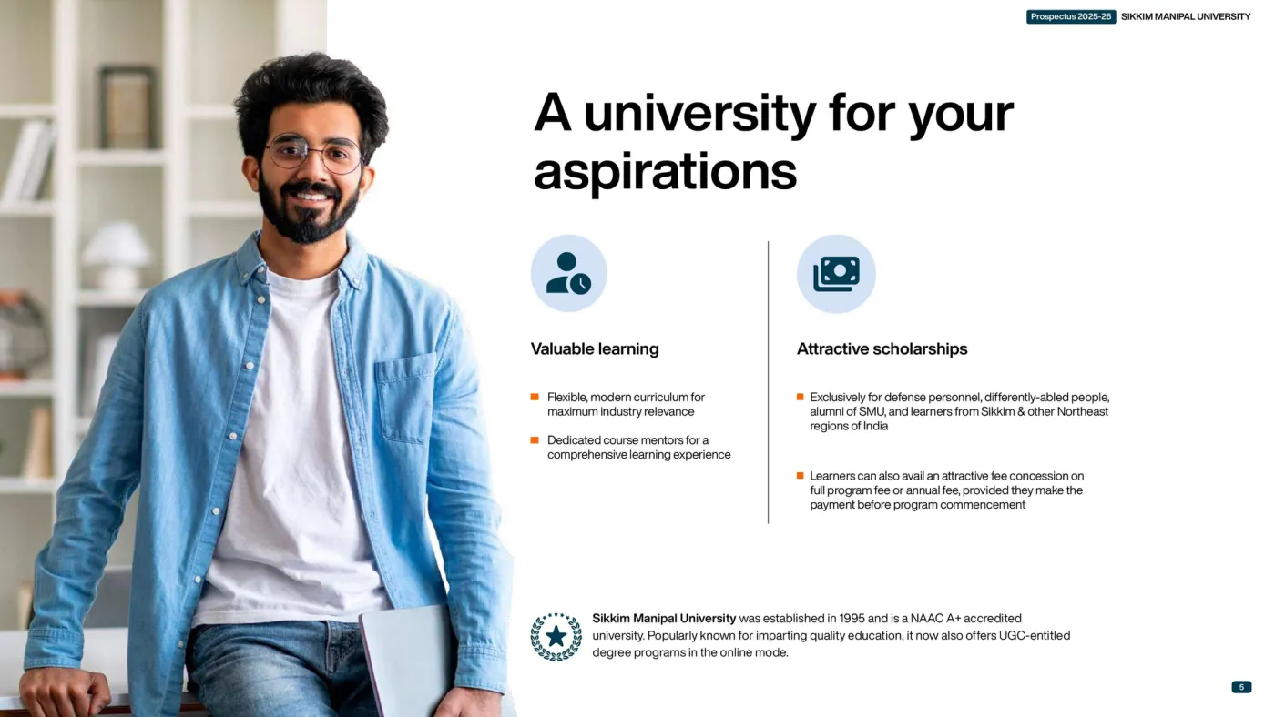 Sikkim Manipal University — course brochure, page 6. Open the PDF for full-size reading.
