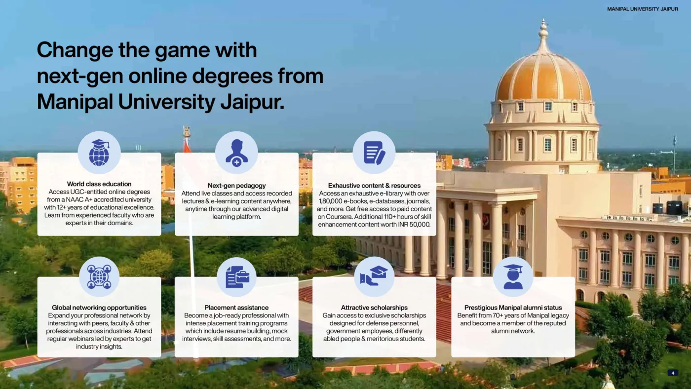 Manipal University Jaipur — course brochure, page 5. Open the PDF for full-size reading.