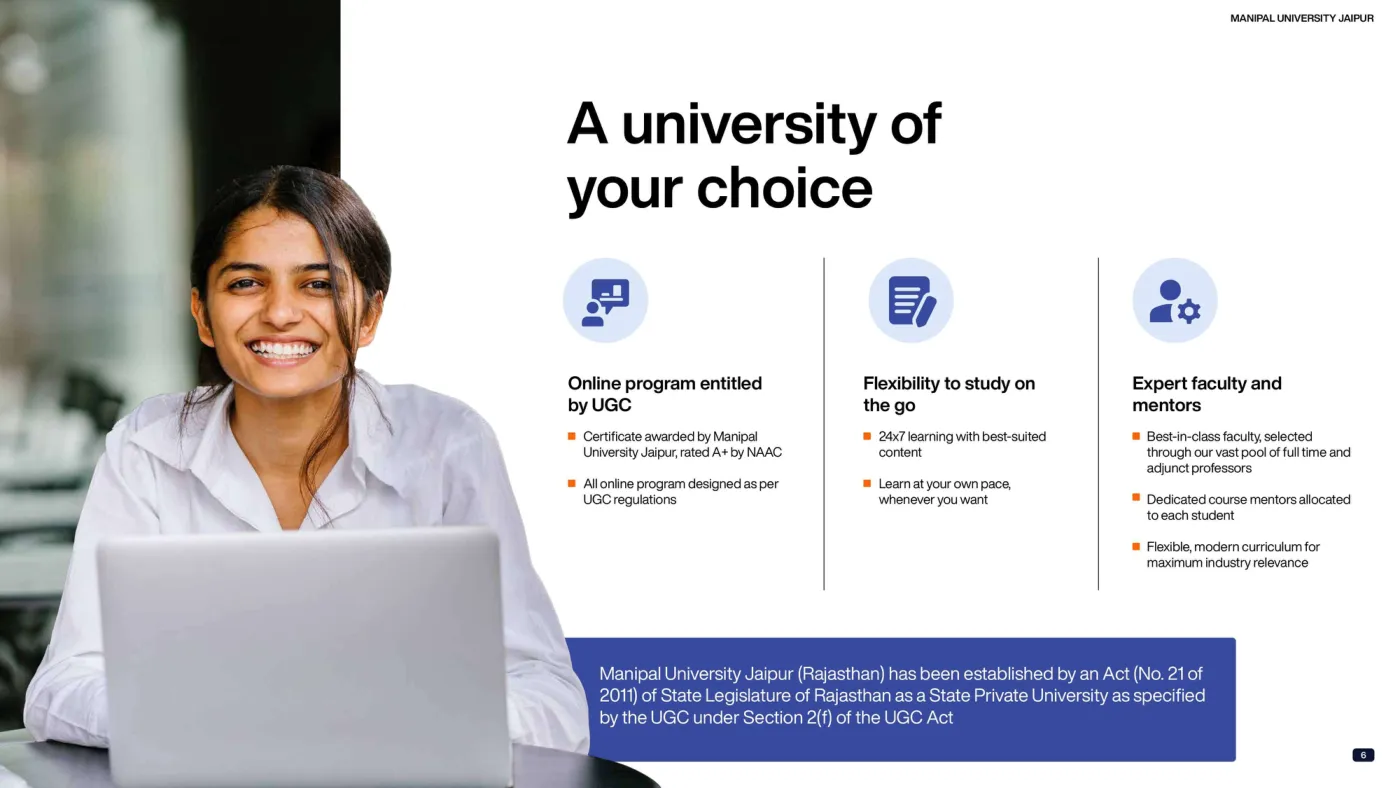 Manipal University Jaipur — course brochure, page 7. Open the PDF for full-size reading.