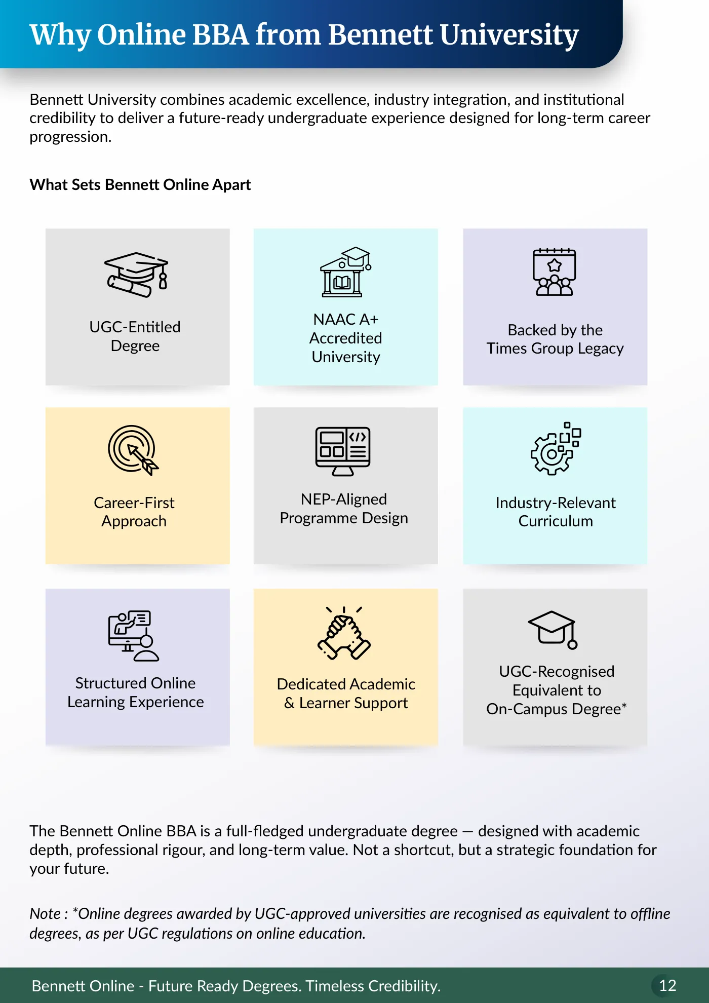 Bennett University — course brochure, page 10. Open the PDF for full-size reading.