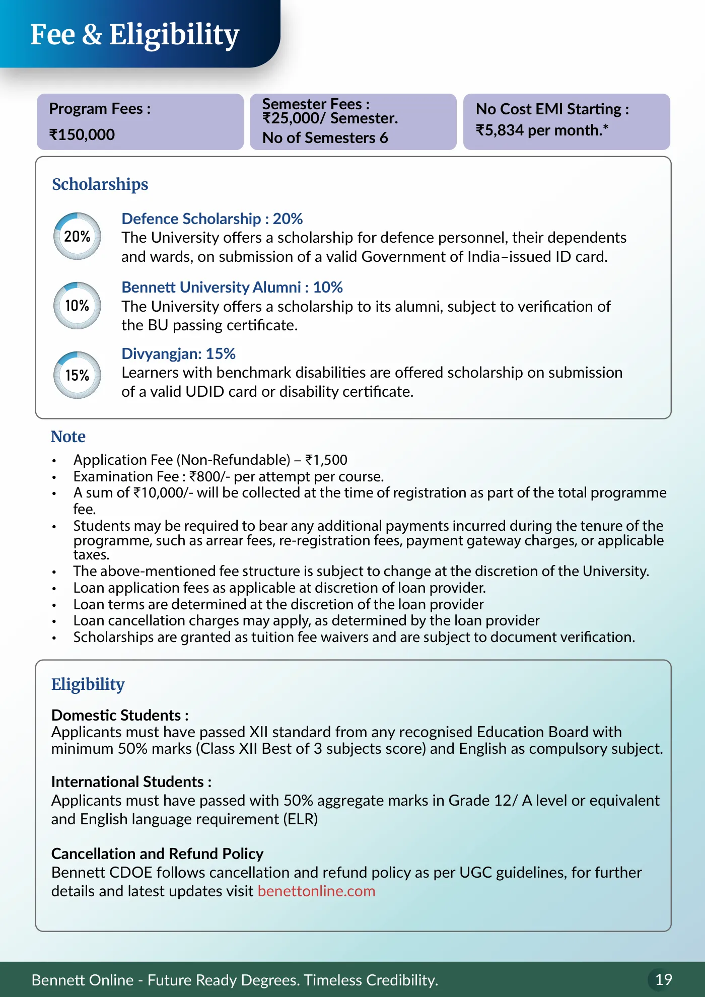 Bennett University — course brochure, page 12. Open the PDF for full-size reading.
