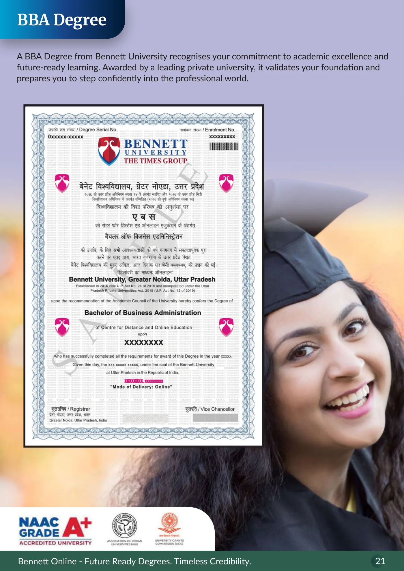 Bennett University — course brochure, page 13. Open the PDF for full-size reading.