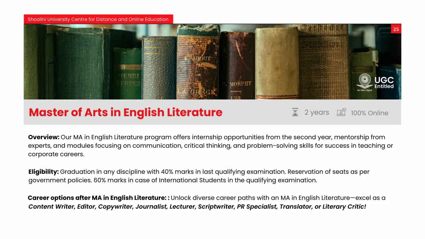 Shoolini University — course brochure, page 25. Open the PDF for full-size reading.