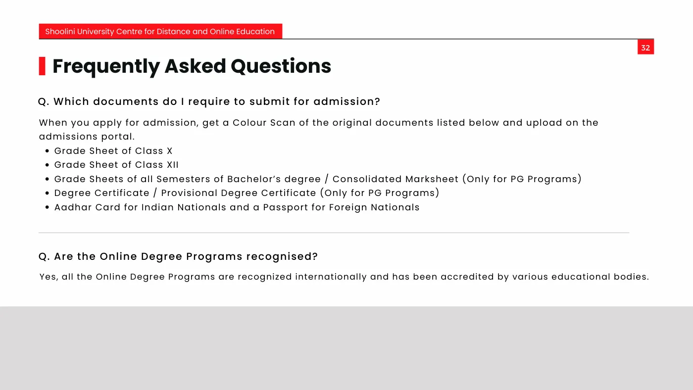 Shoolini University — course brochure, page 32. Open the PDF for full-size reading.