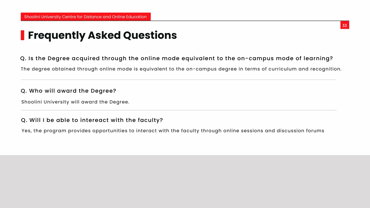 Shoolini University — course brochure, page 33. Open the PDF for full-size reading.