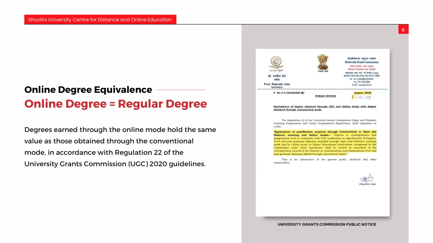 Shoolini University — course brochure, page 6. Open the PDF for full-size reading.