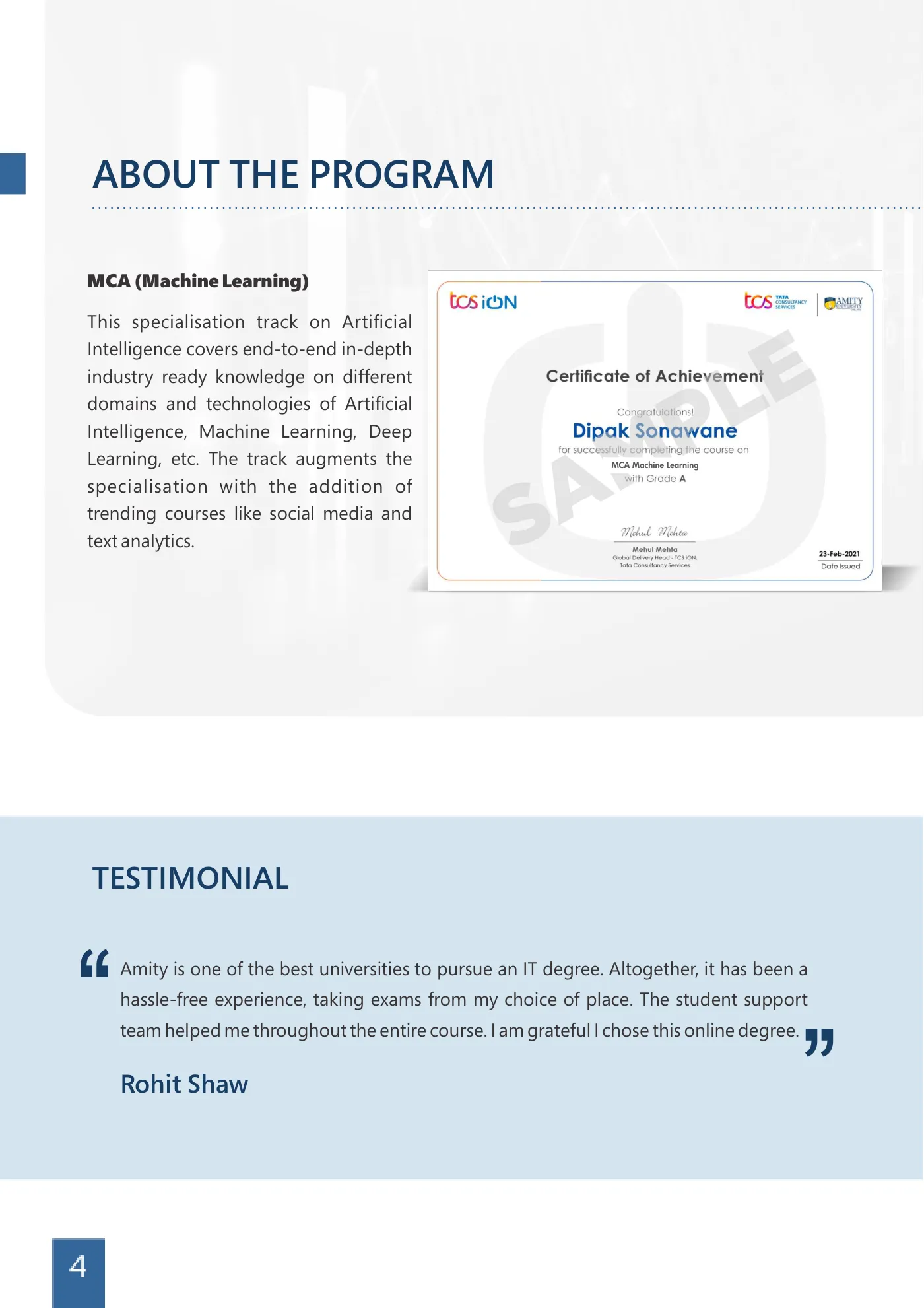 Amity University — course brochure, page 104. Open the PDF for full-size reading.
