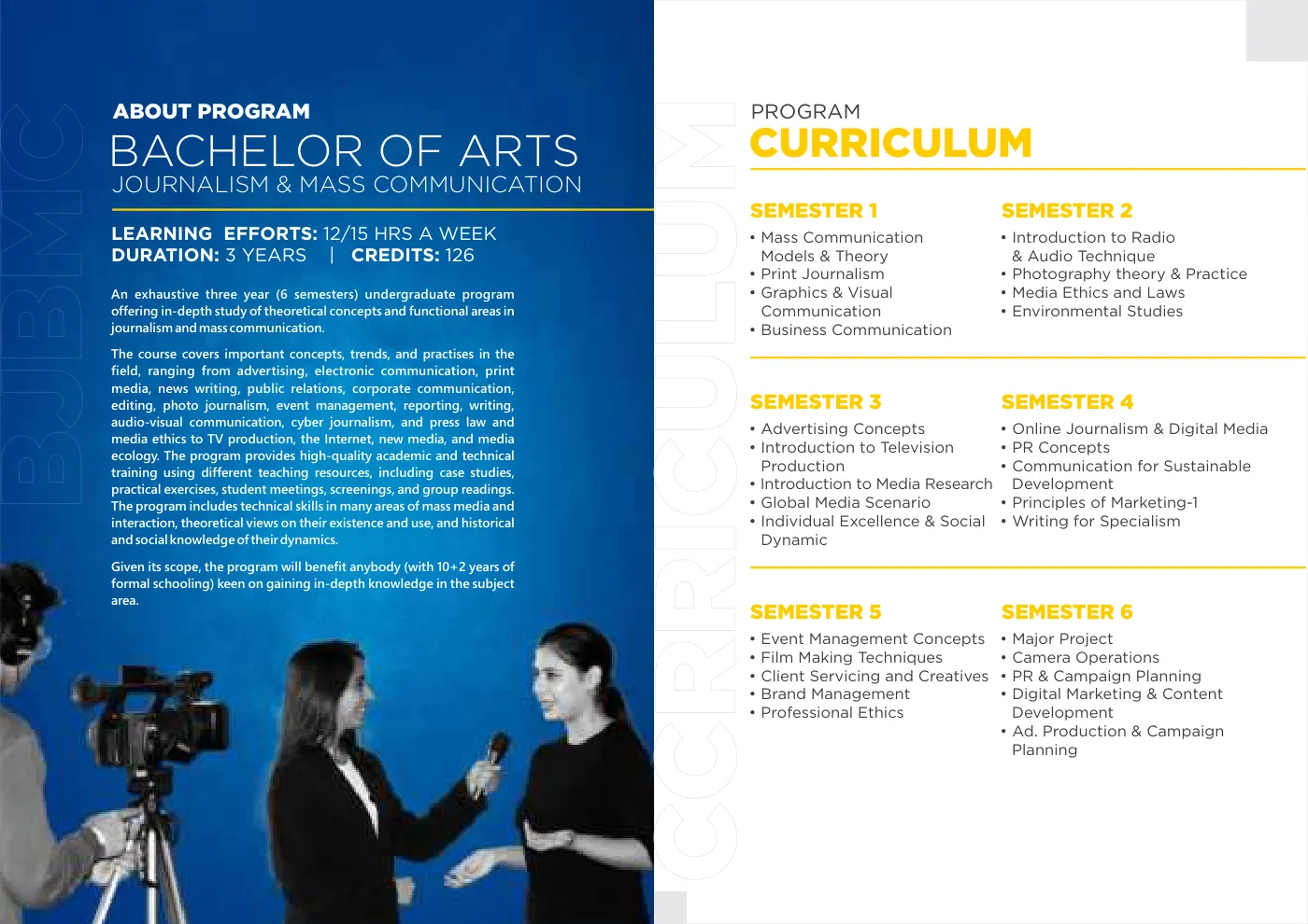 Amity University — course brochure, page 11. Open the PDF for full-size reading.