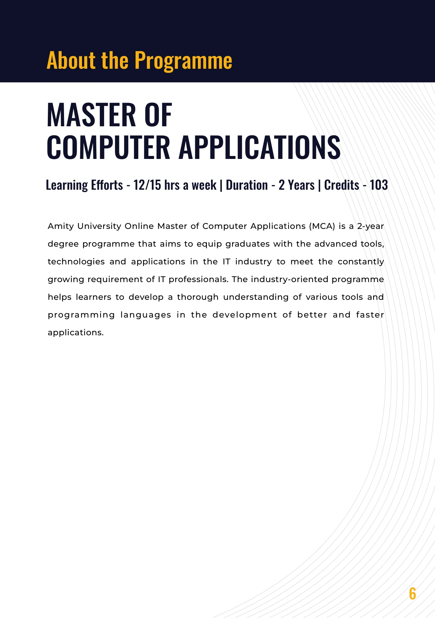 Amity University — course brochure, page 111. Open the PDF for full-size reading.
