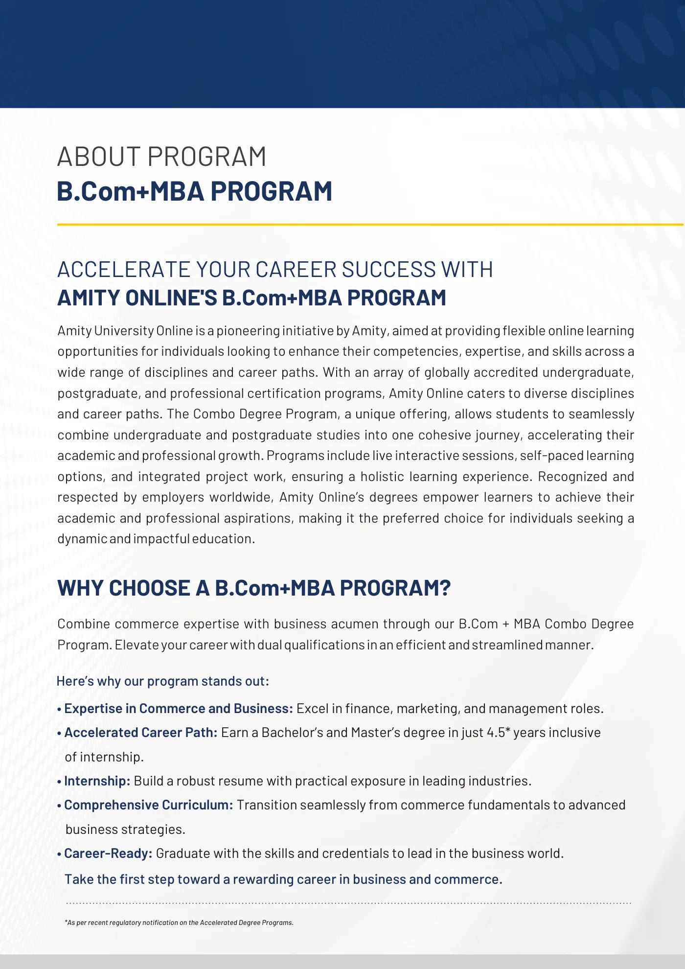 Amity University — course brochure, page 23. Open the PDF for full-size reading.