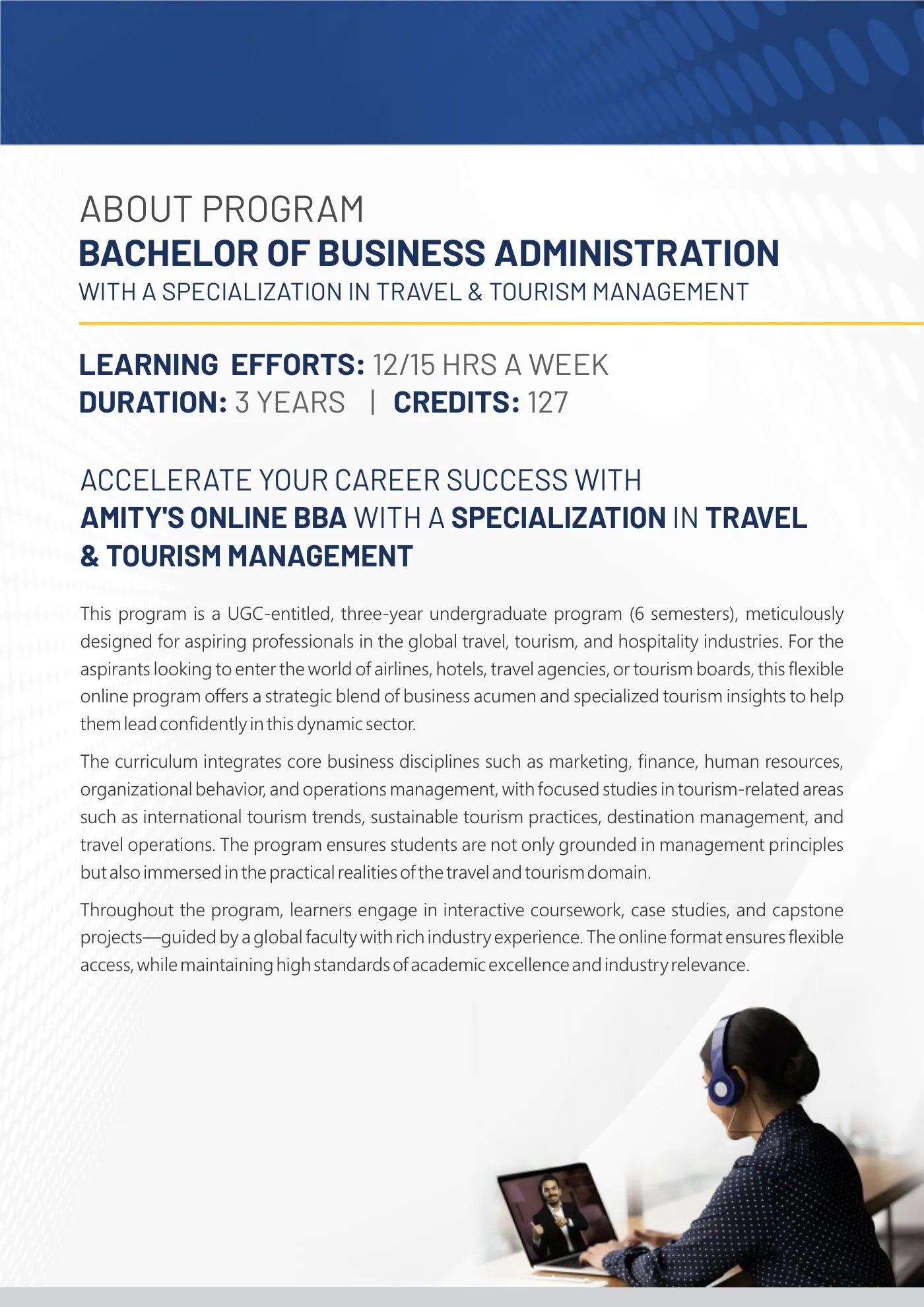 Amity University — course brochure, page 34. Open the PDF for full-size reading.