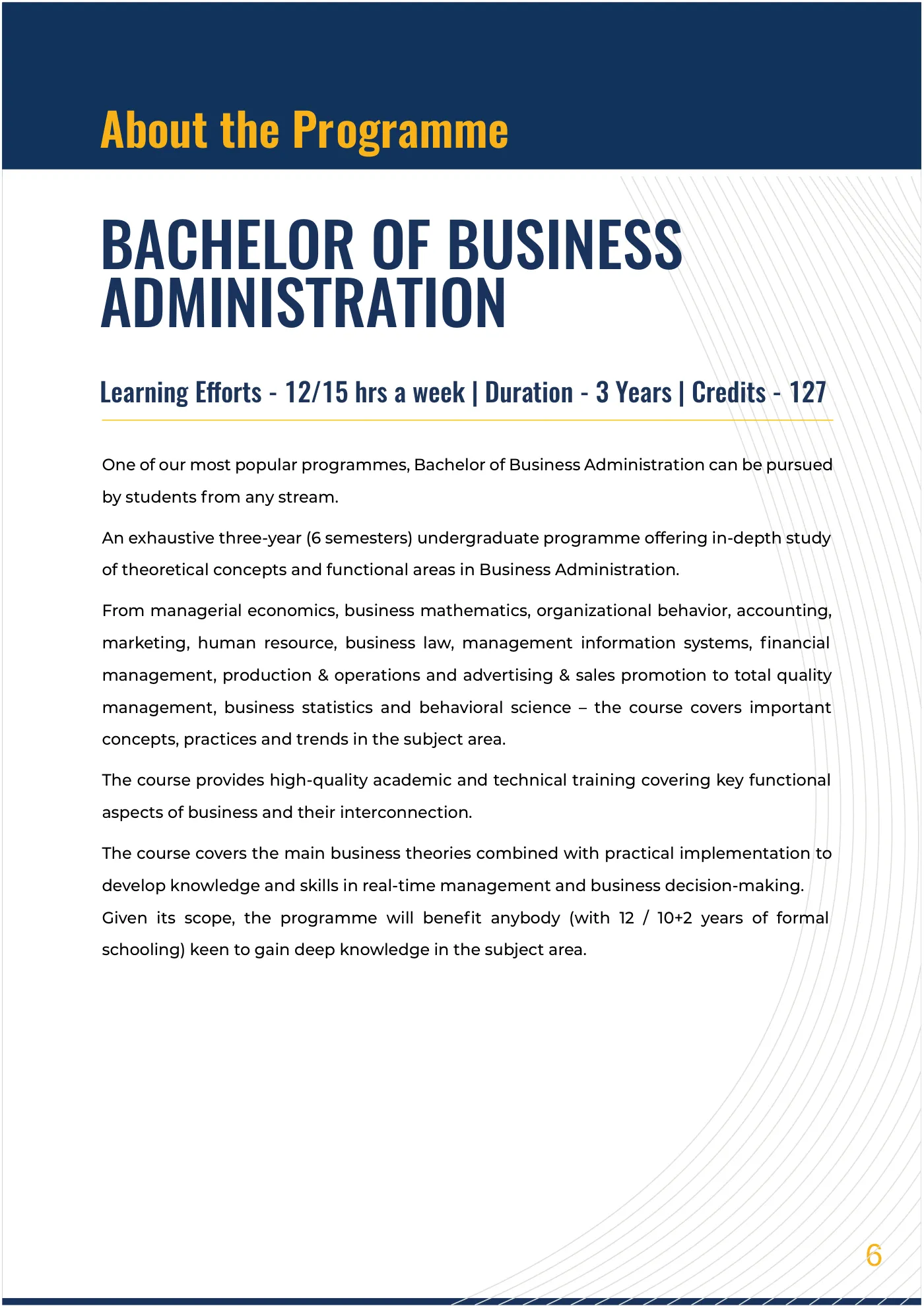 Amity University — course brochure, page 36. Open the PDF for full-size reading.