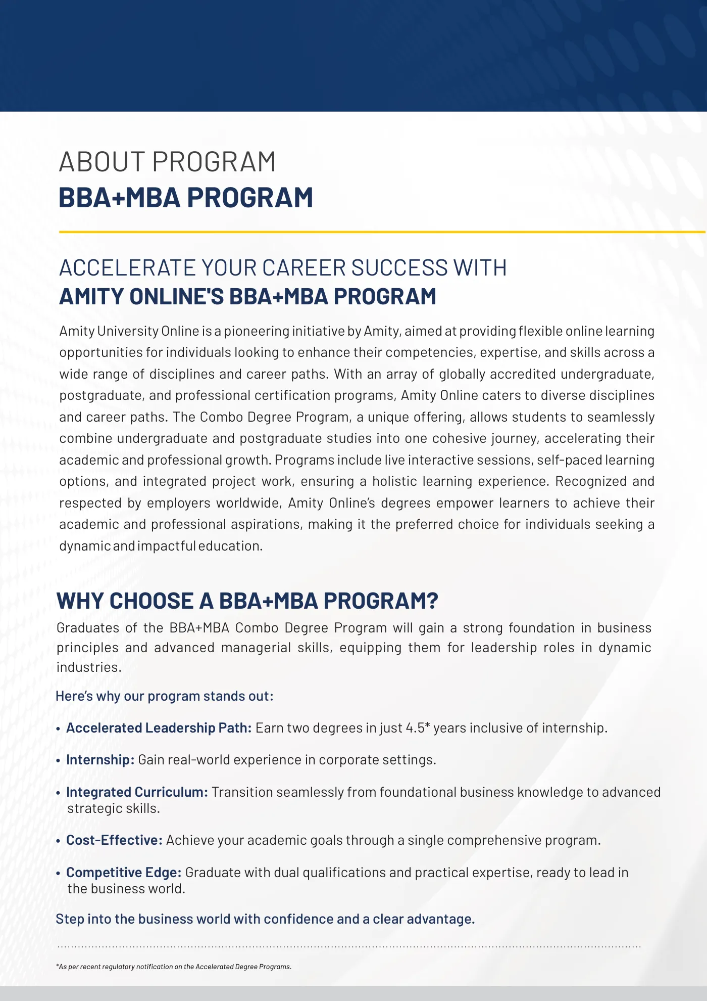 Amity University — course brochure, page 40. Open the PDF for full-size reading.