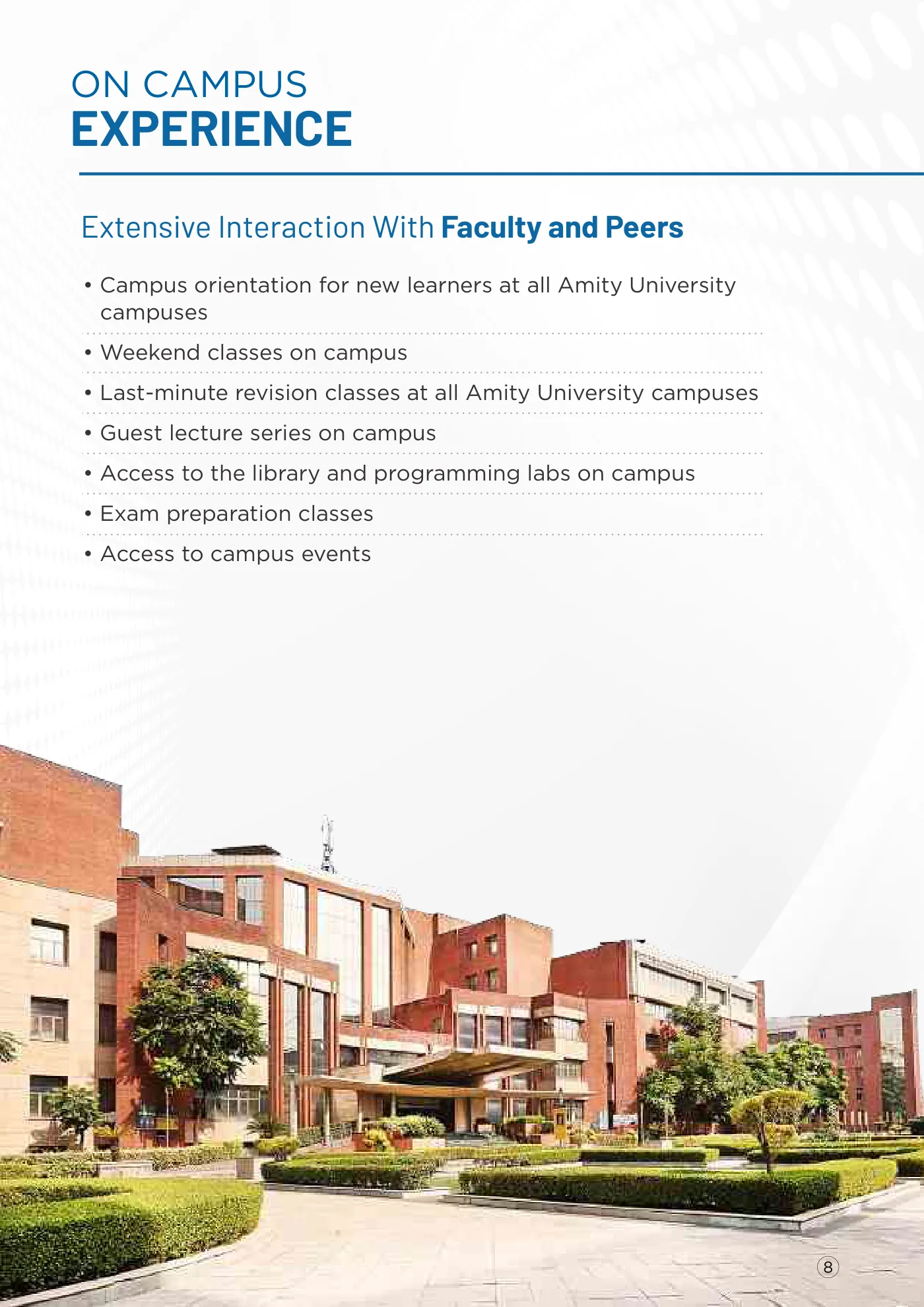 Amity University — course brochure, page 5. Open the PDF for full-size reading.