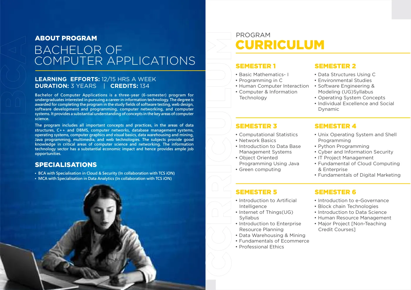 Amity University — course brochure, page 50. Open the PDF for full-size reading.