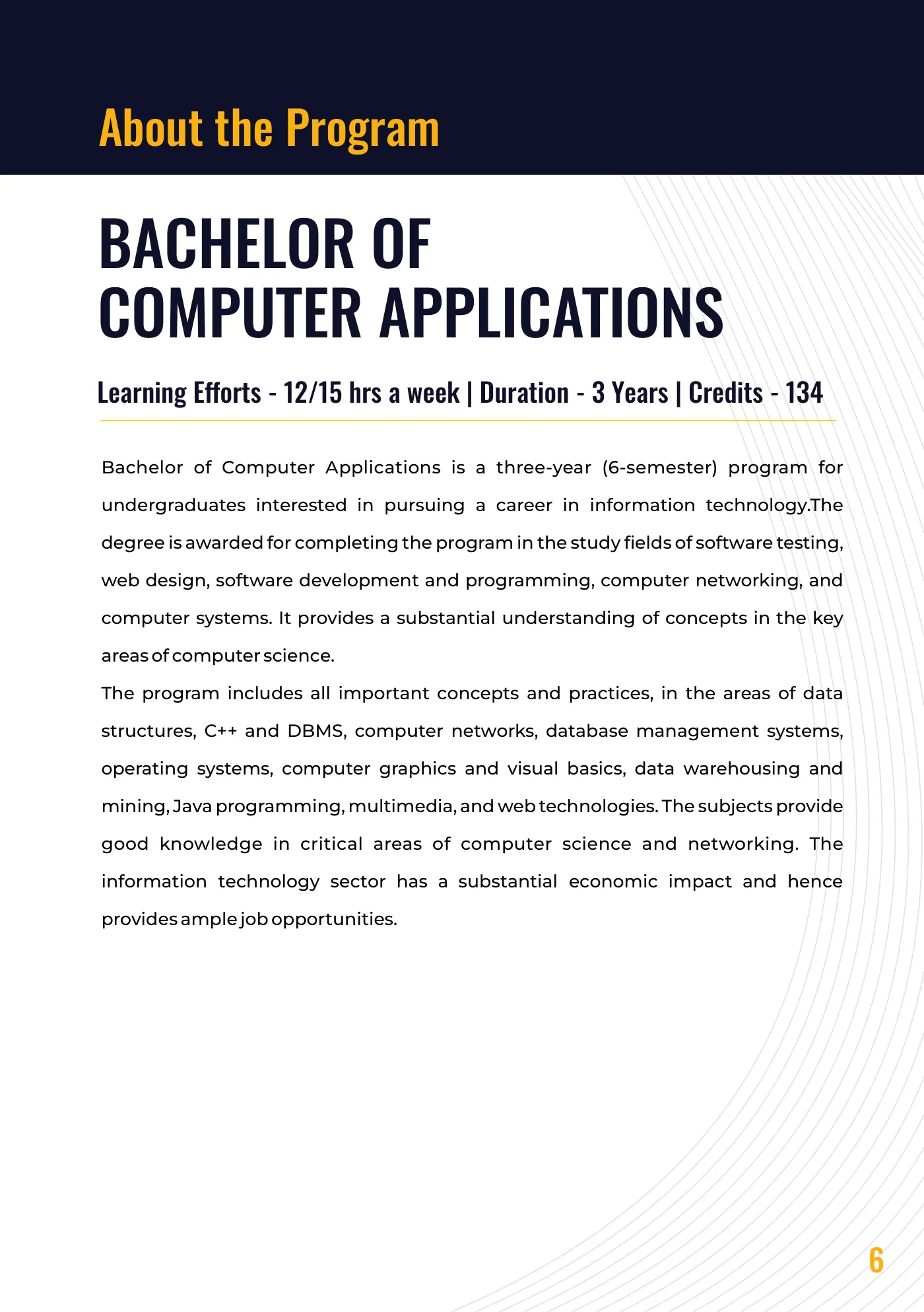 Amity University — course brochure, page 52. Open the PDF for full-size reading.