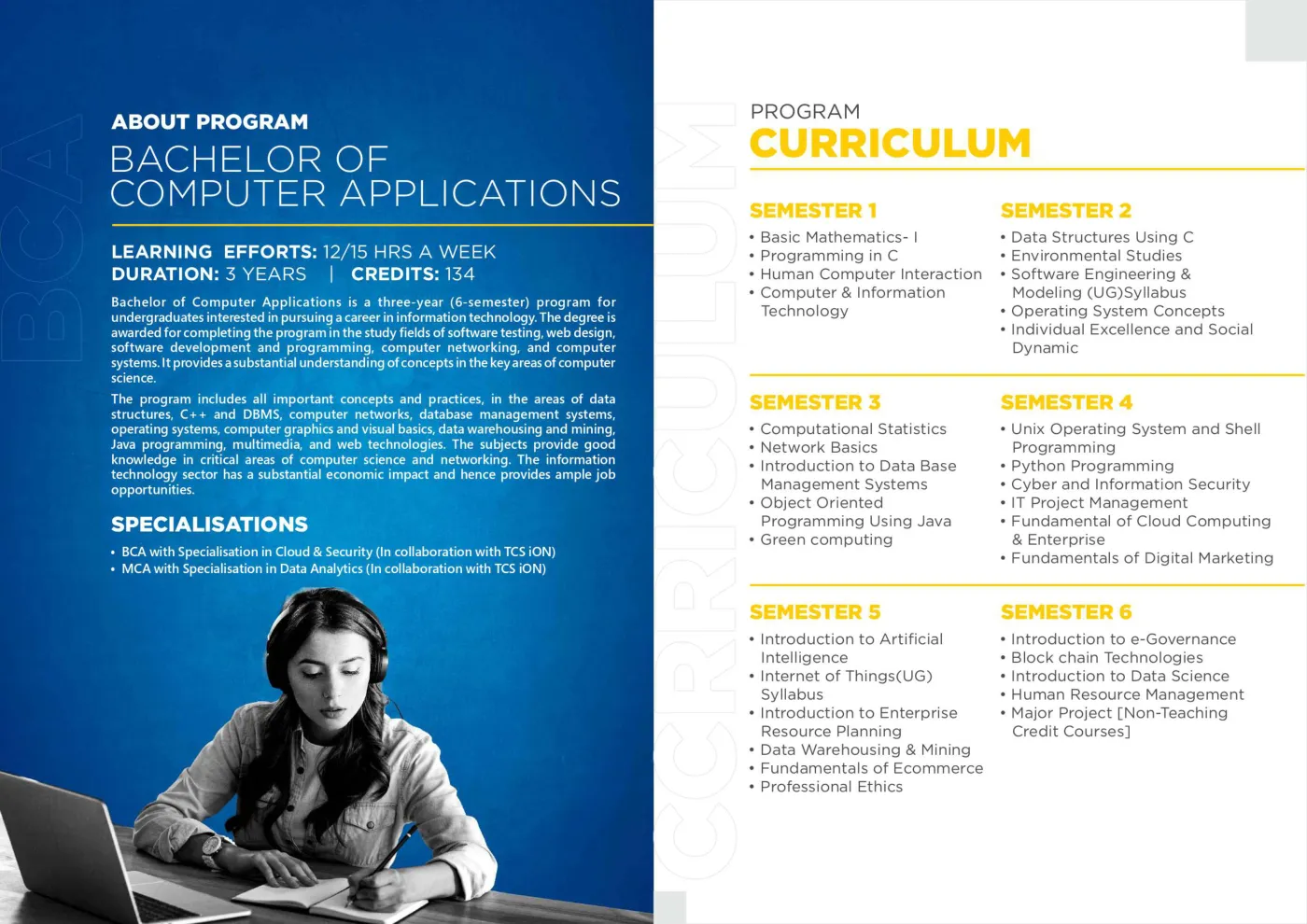 Amity University — course brochure, page 56. Open the PDF for full-size reading.