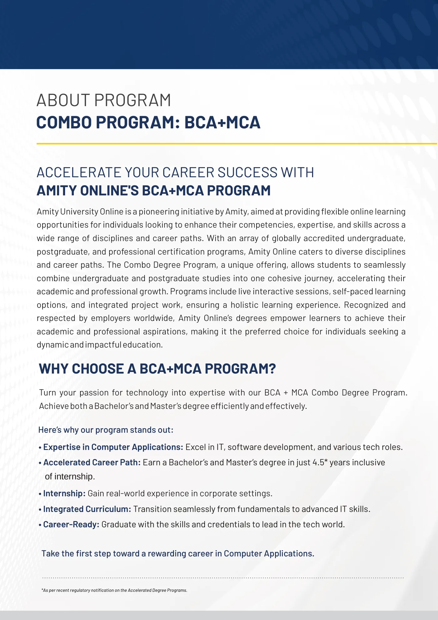 Amity University — course brochure, page 58. Open the PDF for full-size reading.