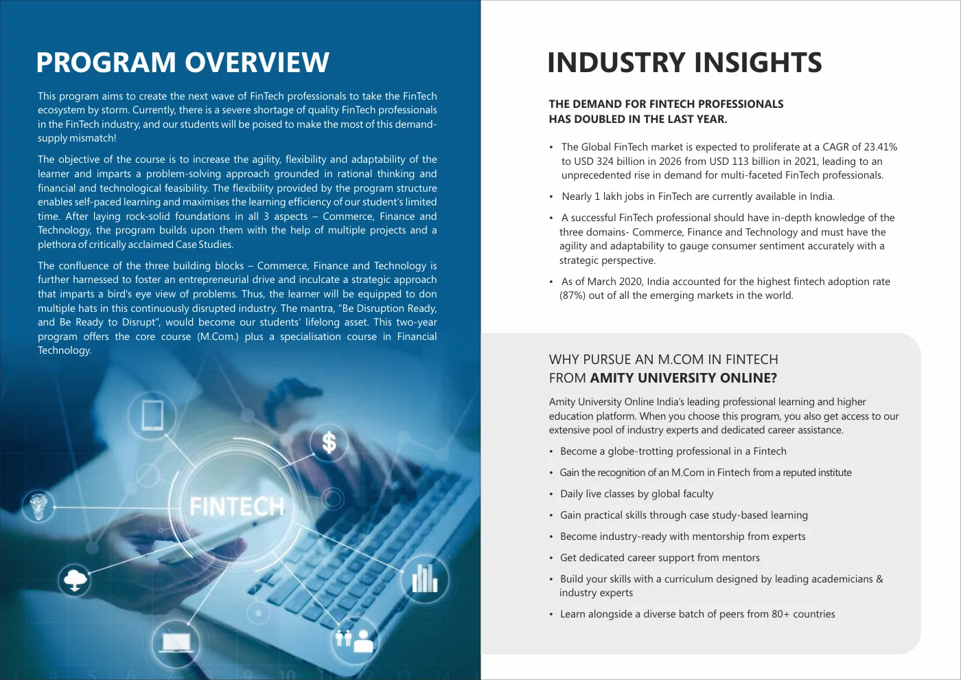 Amity University — course brochure, page 66. Open the PDF for full-size reading.