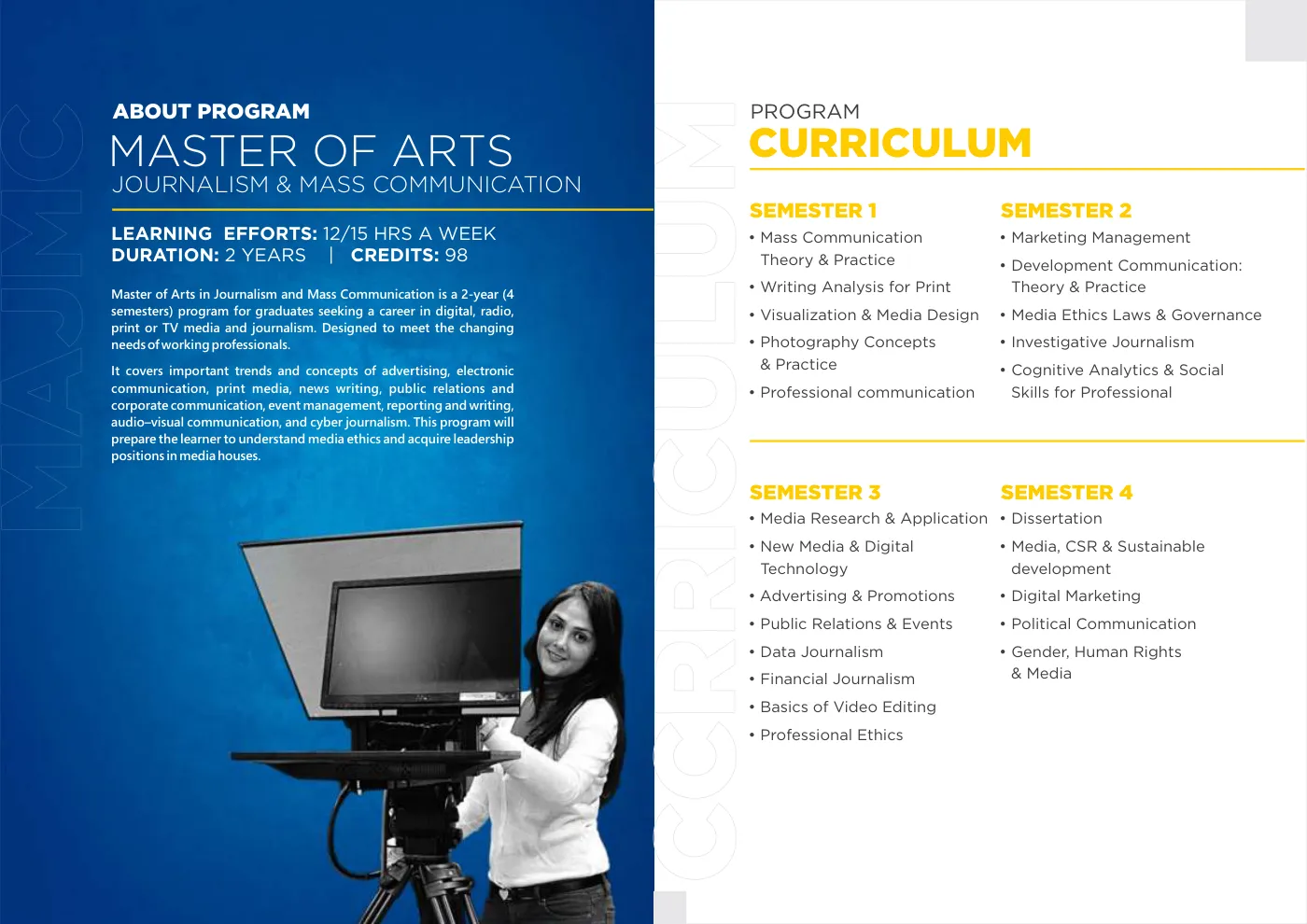 Amity University — course brochure, page 73. Open the PDF for full-size reading.