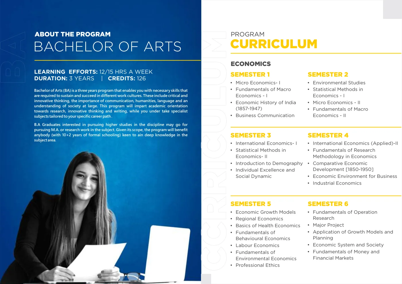 Amity University — course brochure, page 9. Open the PDF for full-size reading.