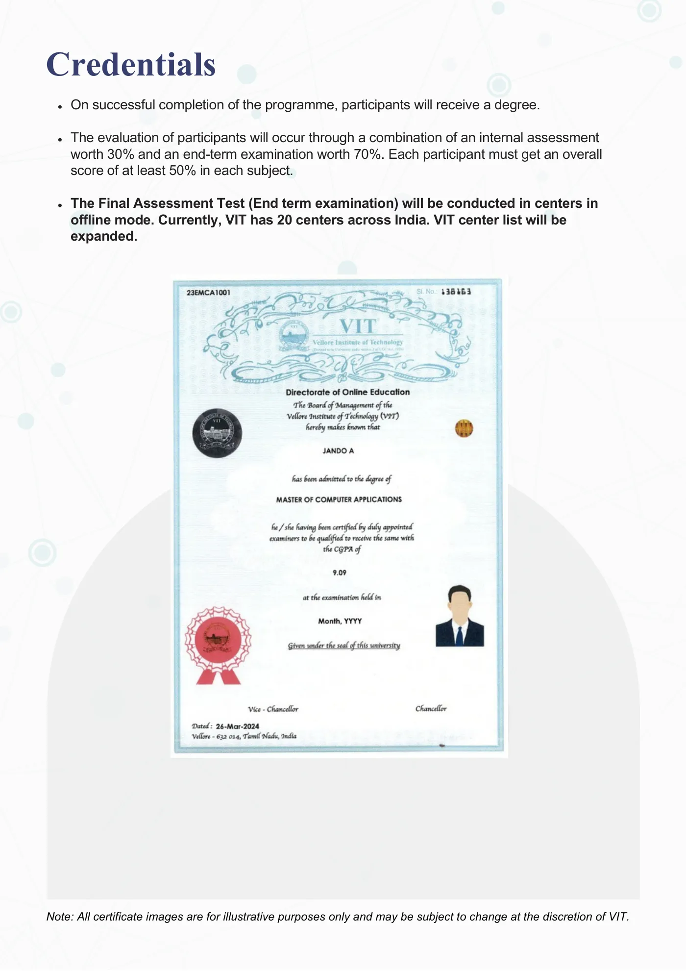 Vellore Institute of Technology — course brochure, page 22. Open the PDF for full-size reading.
