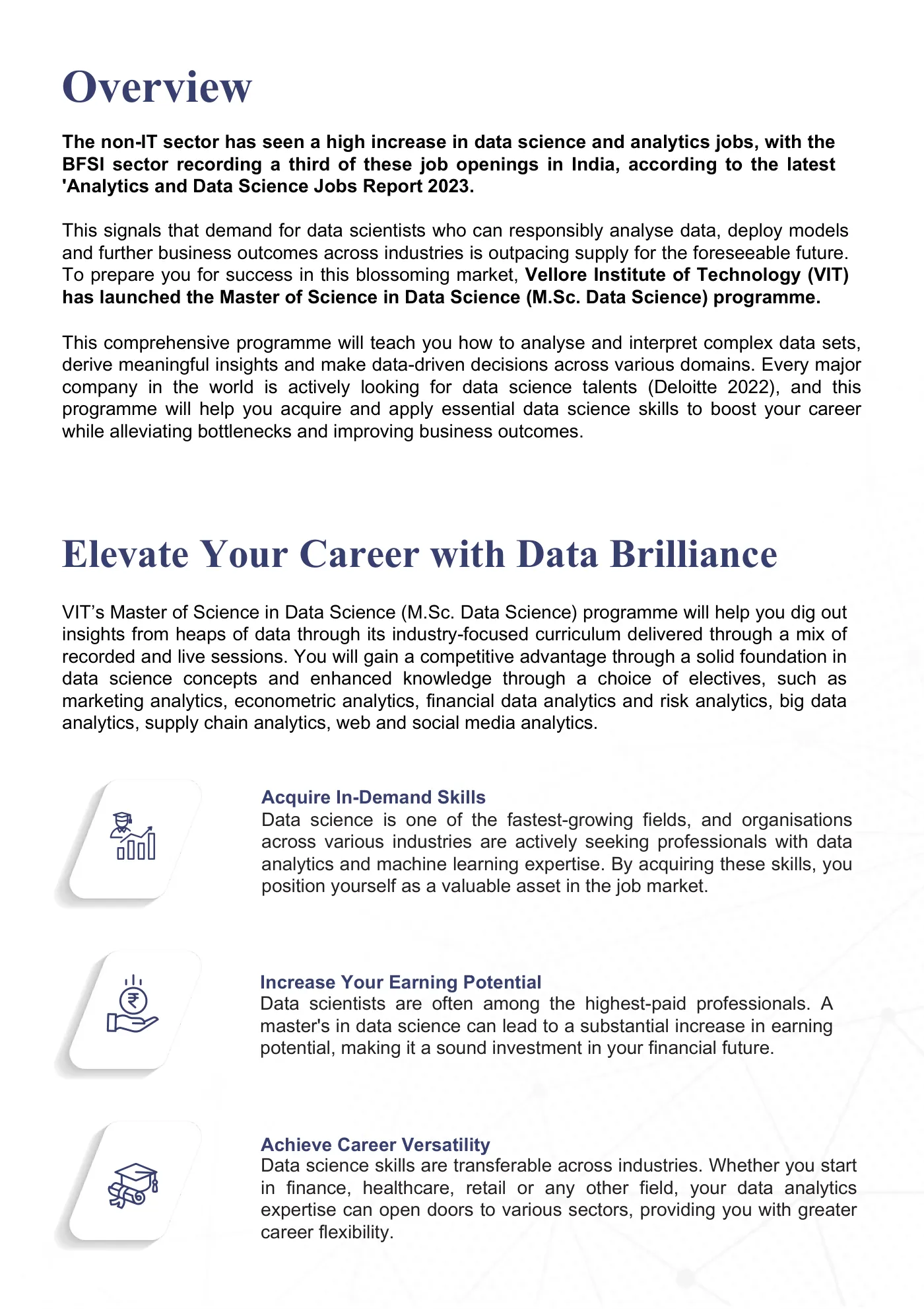 Vellore Institute of Technology — course brochure, page 30. Open the PDF for full-size reading.